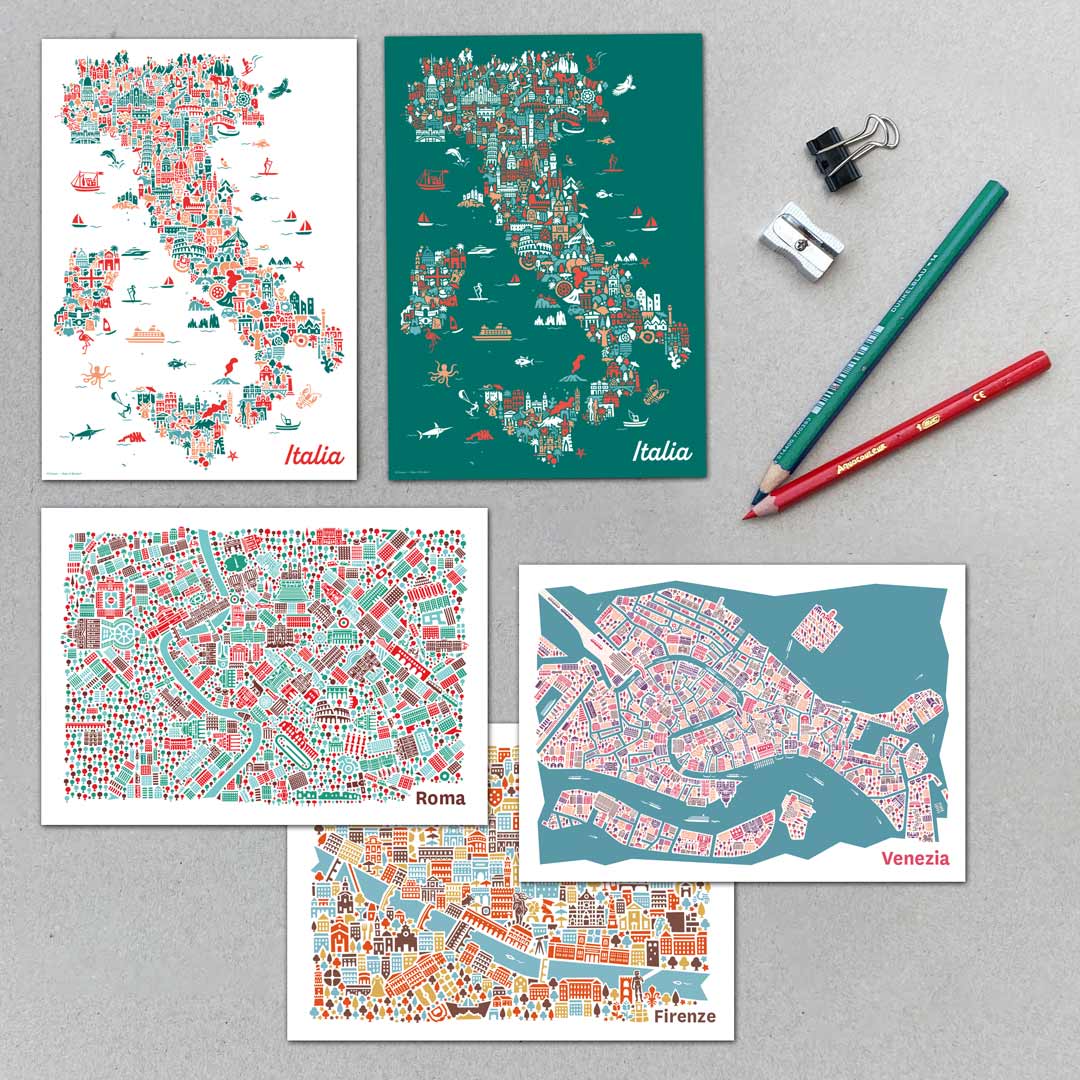 Italien Postkarten Set