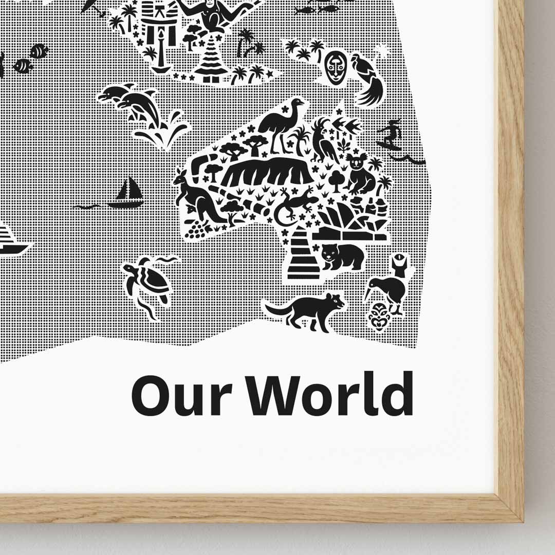 World Map Silkscreen printing black & white