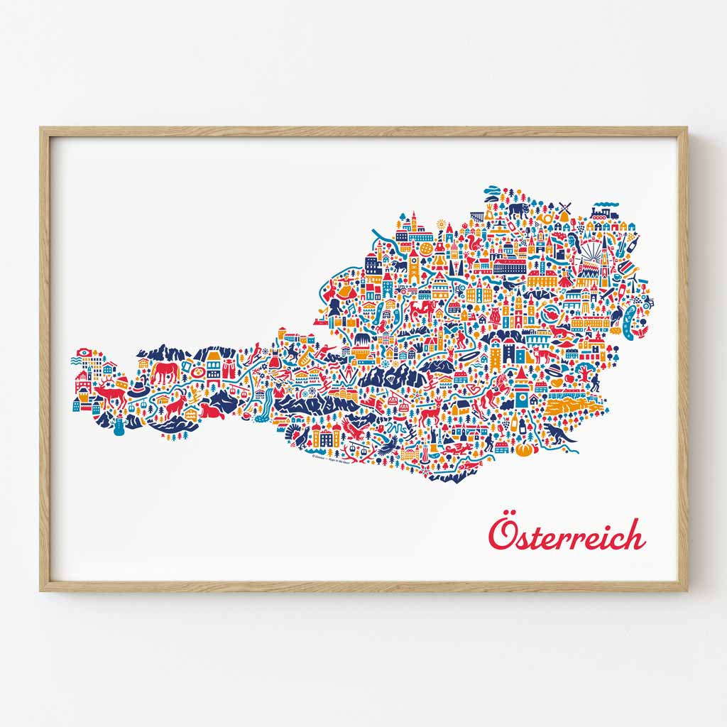 Österreich Karte gerahmt Österreich Karte gerahmt