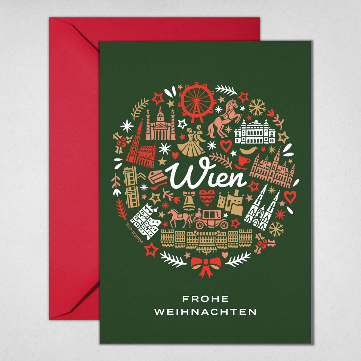 Wien Kranz Weihnachtskarte Grün Wien Kranz Weihnachtskarte Grün