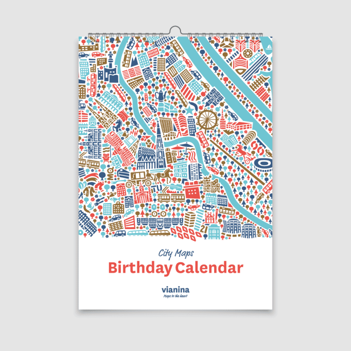 Vianina Geburtstagskalender Stadtplan Illustrationen