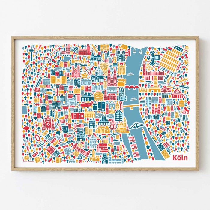 Köln Stadtplan Poster gerahmt