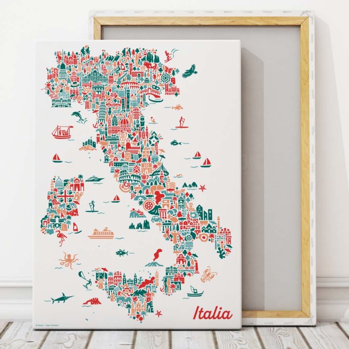 Italien Karte Leinwand