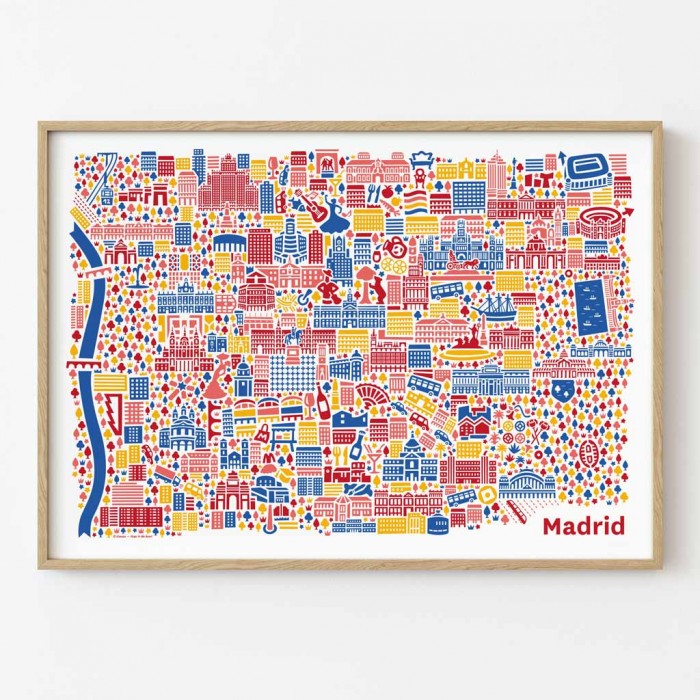 Madrid Stadtplan Poster gerahmt