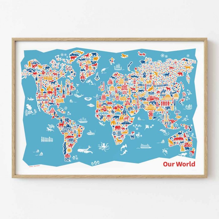 Weltkarte Poster gerahmt
